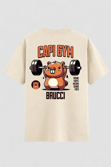 Camiseta Oversized Cute Gym Capivara Capi Gym