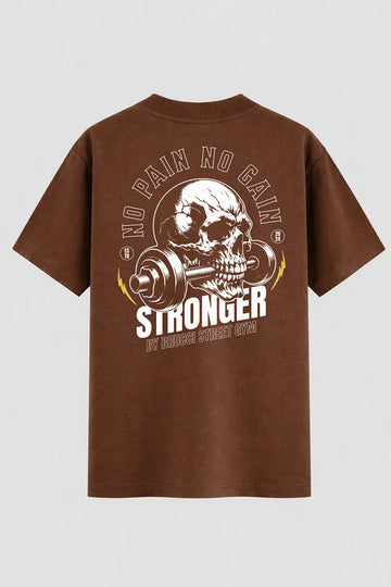 Camiseta Oversized Gym Skull no Pain no Gain