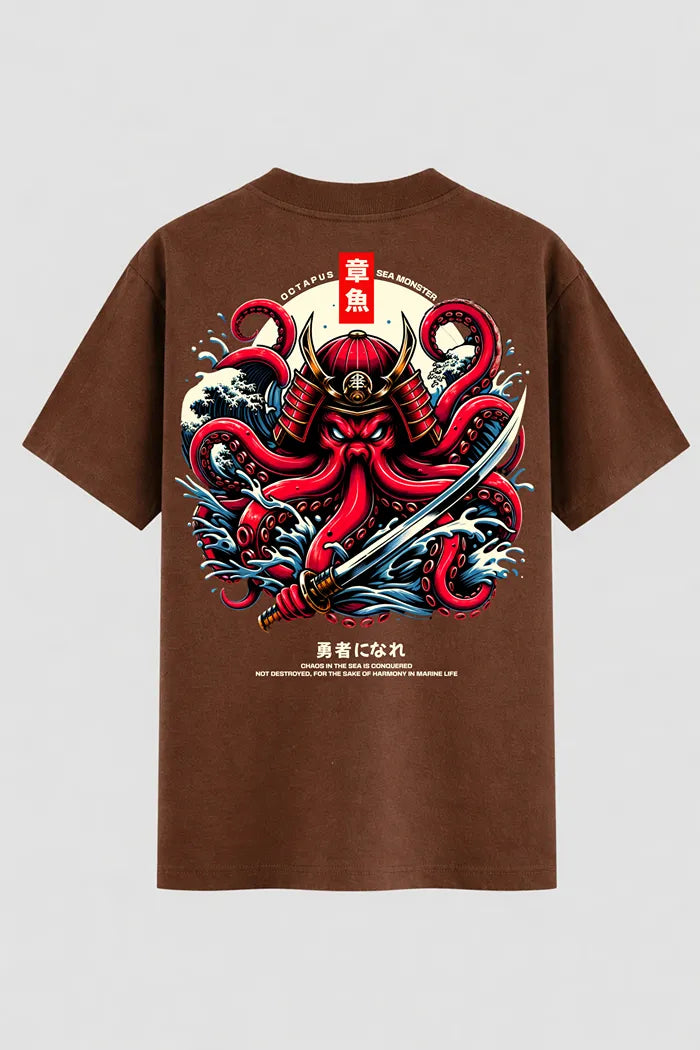 Camiseta Oversized Octopus Sea Monster