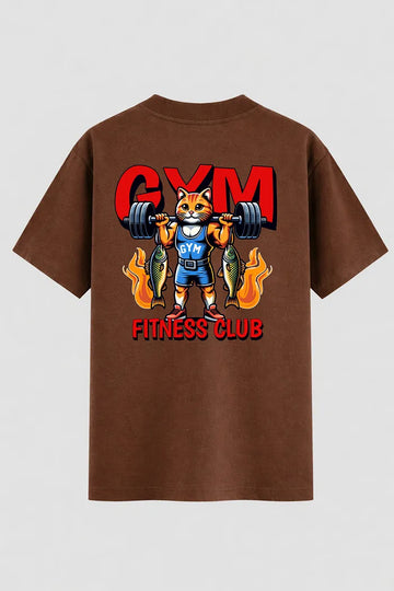 Camiseta Oversized Cute Gym Cat treine forte Gym