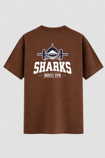 Camiseta Oversized Cute Gym Shark fofo tubarão
