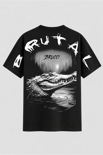 Camiseta Oversized Brucci Brutal animals Crocodilo no Pantano