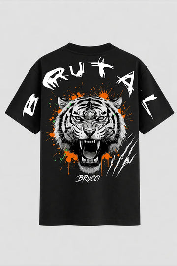 Camiseta Oversized Brucci Brutal animals Tigre rugindo