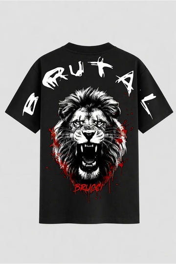 Camiseta Oversized Brucci Brutal animals Leão rugindo