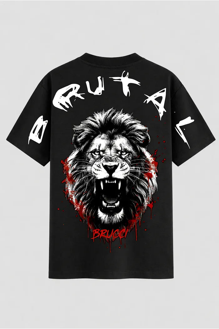 Camiseta Oversized Brucci Brutal animals Leão rugindo