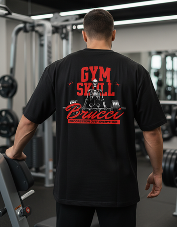 Camiseta Oversized Gym Skull Progression