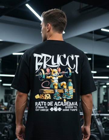 Camiseta Oversized Cute Gym Chesse Lovers rato de academia