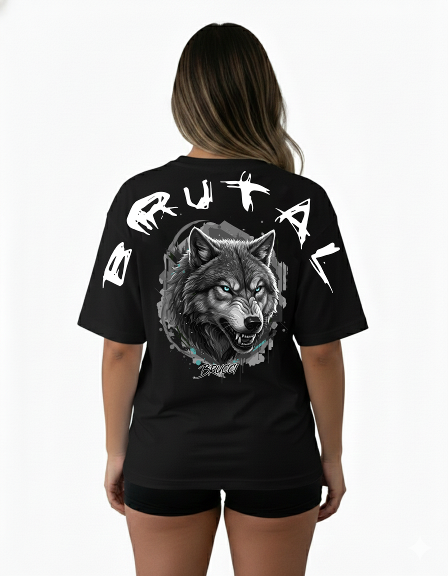 Camiseta Oversized Brucci Brutal animals wolf Lobo