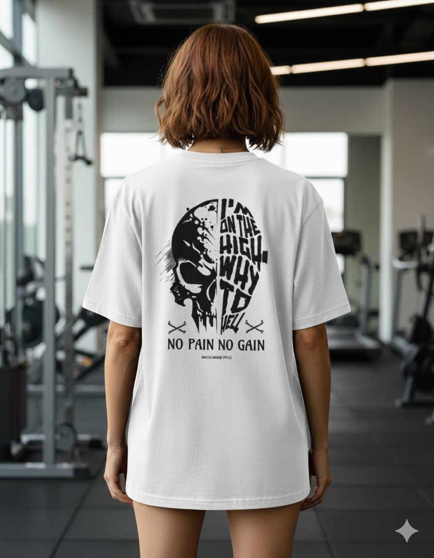 Camiseta Oversized Gym Skull Highway