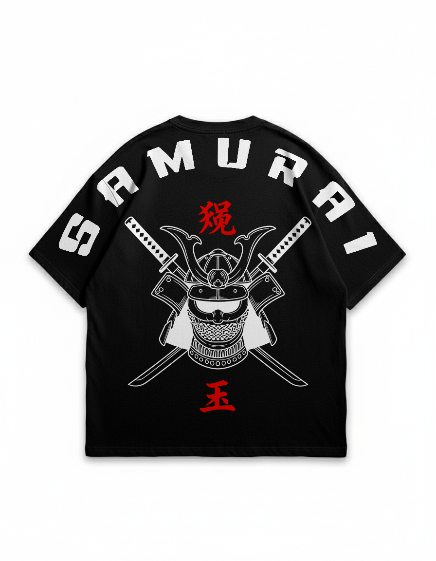 Camiseta Oversized SAMURAI Guerreiro Espadas Cruzadas