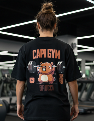 Camiseta Oversized Cute Gym Capivara Capi Gym
