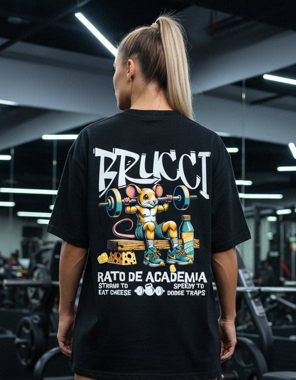 Camiseta Oversized Cute Gym Chesse Lovers rato de academia
