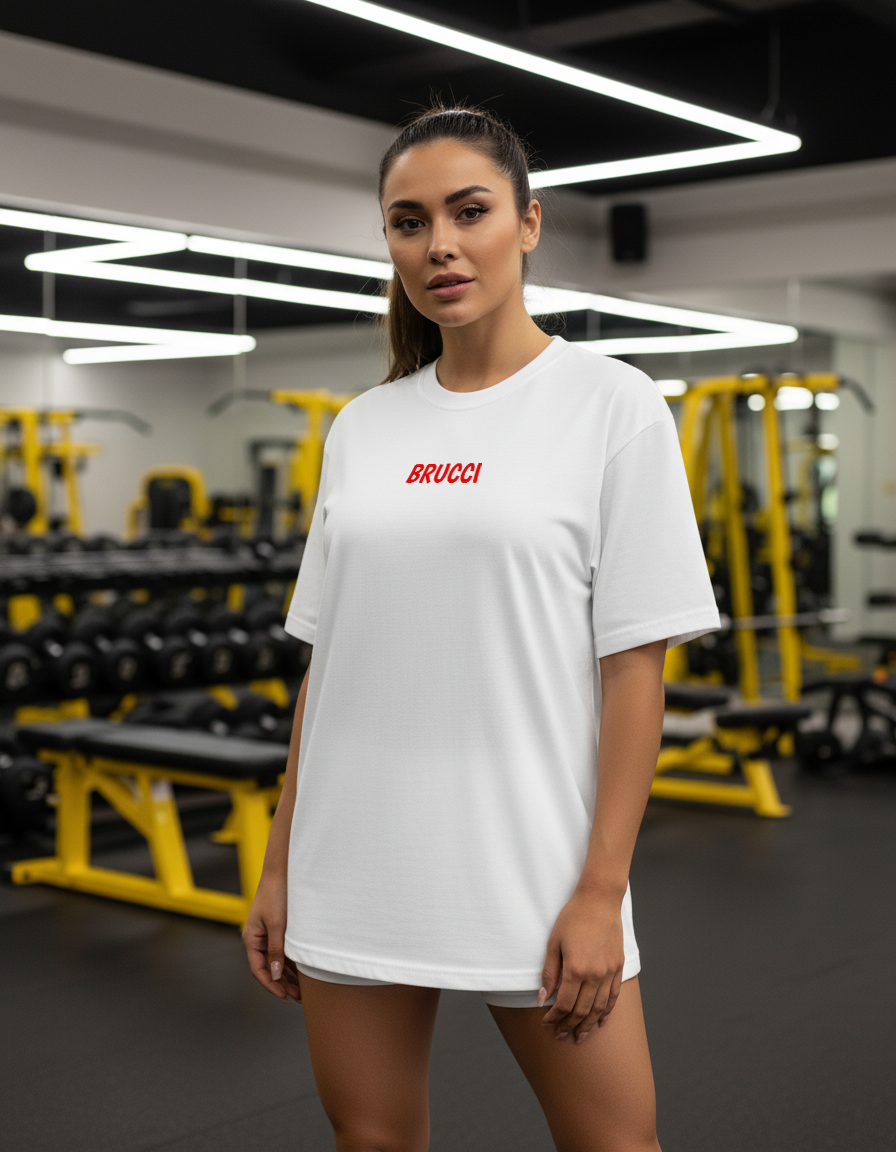 Camiseta Oversized Cute Gym Cat treine forte Gym